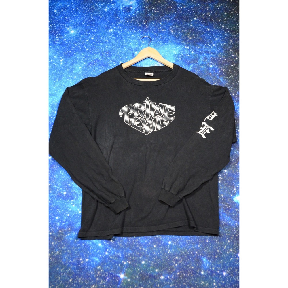 Vintage Prime Evil Anvil Shirt Mens XL Black Long Sleeve Graphic USA Horror
